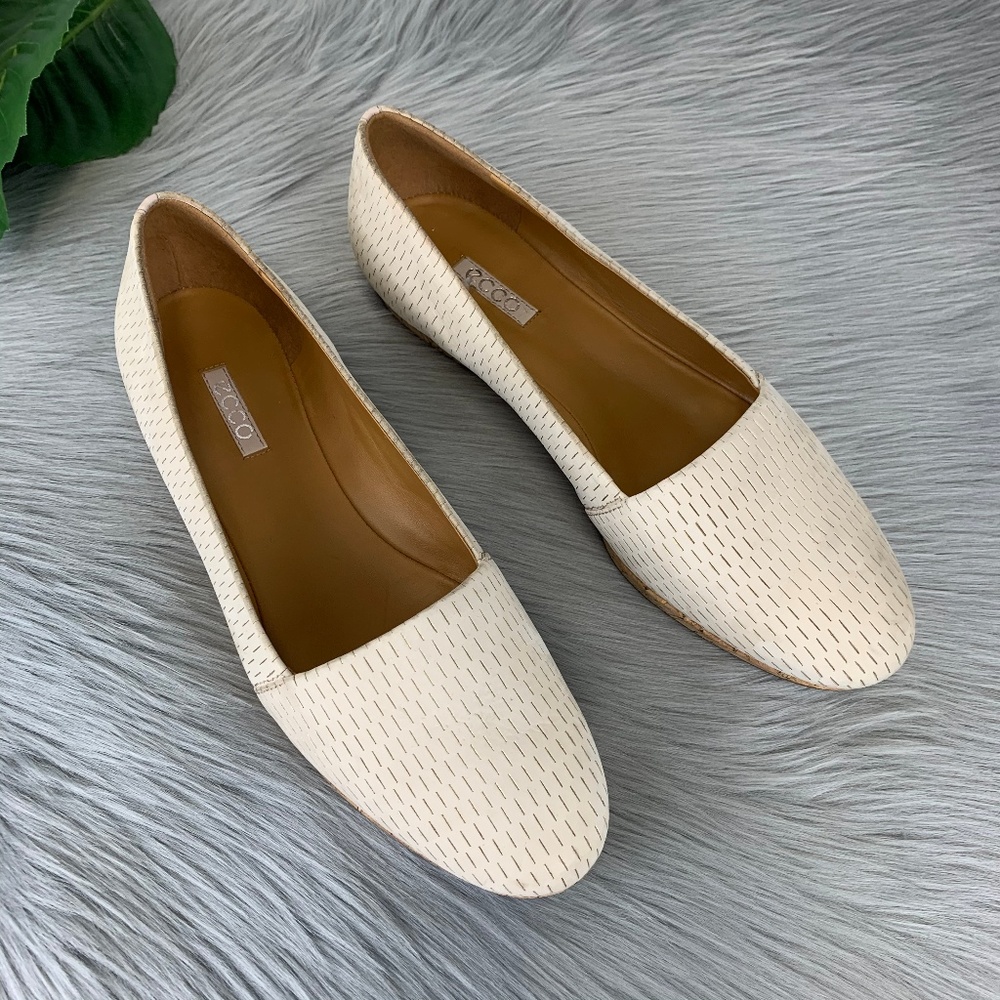 Ecco Low Cork Wedge Heels Slip On Loafer Shoes
